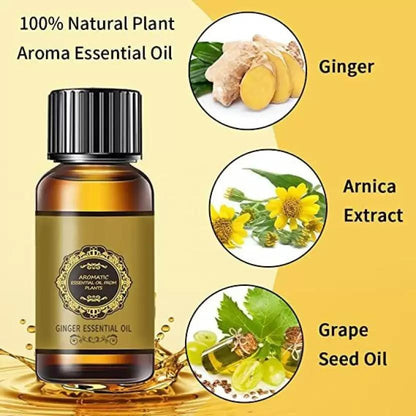 Belly Drainage Ginger Oil, Lymphatic Drainage Ginger Oil, Slimming Tummy Ginger Oil, Ginger Essential Oil for Swelling and Pain Relief, Care for Skin (30ML) (Pack Of 2)