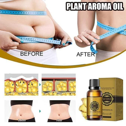 Belly Drainage Ginger Oil, Lymphatic Drainage Ginger Oil, Slimming Tummy Ginger Oil, Ginger Essential Oil for Swelling and Pain Relief, Care for Skin (30ML) (Pack Of 2)