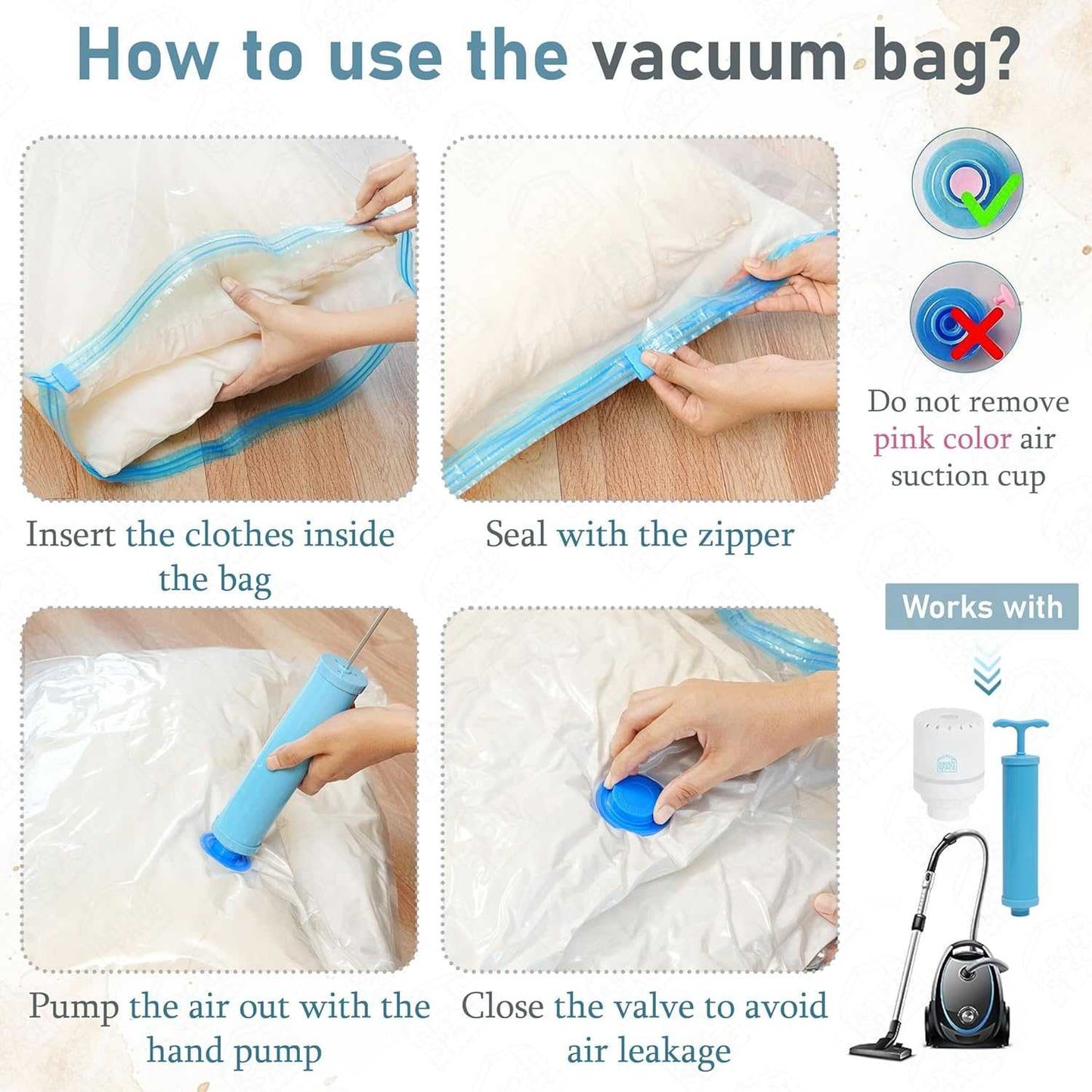 5 PCS VACCUM BAG WITH PUMP